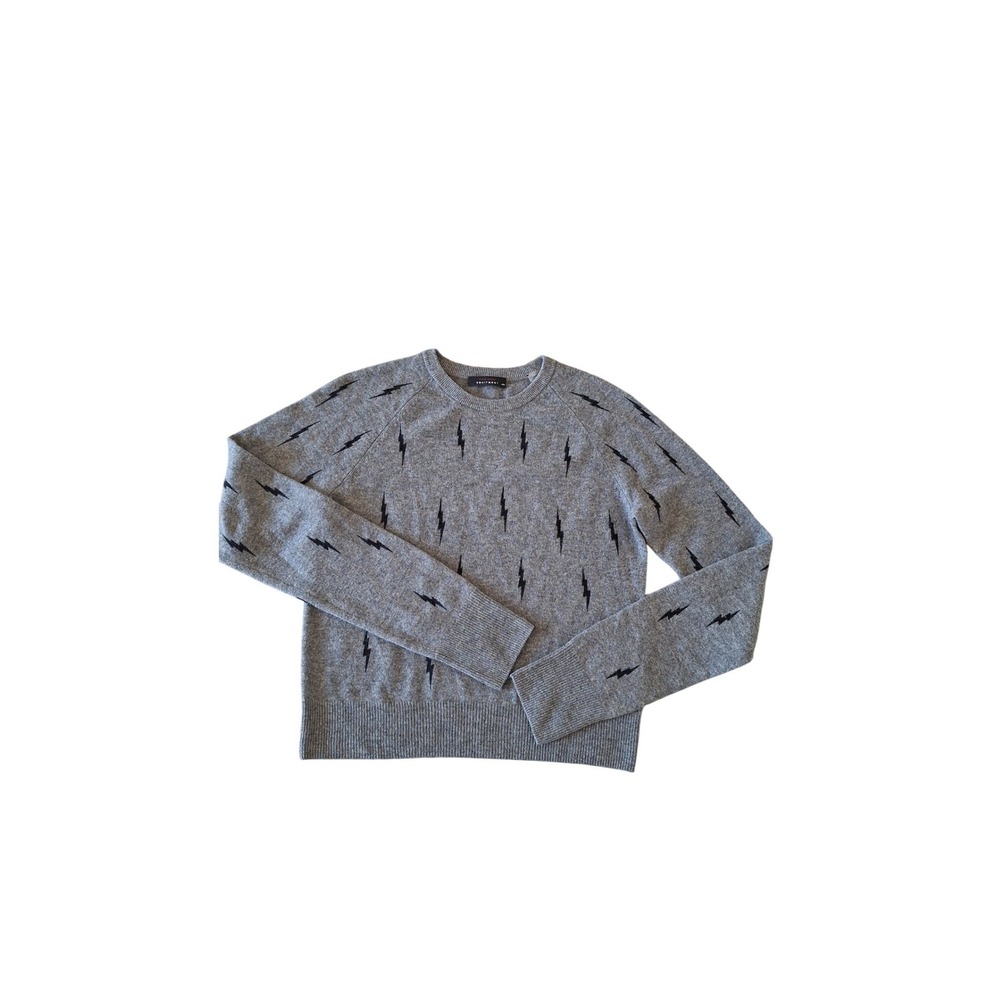 Kate Moss‎ Equipment Gray 100% Cashmere Lightning Bolt Sweater M